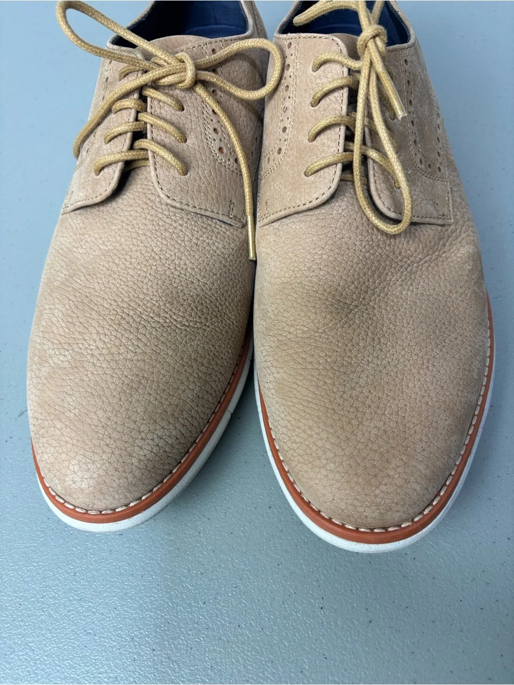 Johnston & Murphy Tan Nubuck Leather Men's Dress Shoes 9.5M Oxford Casual